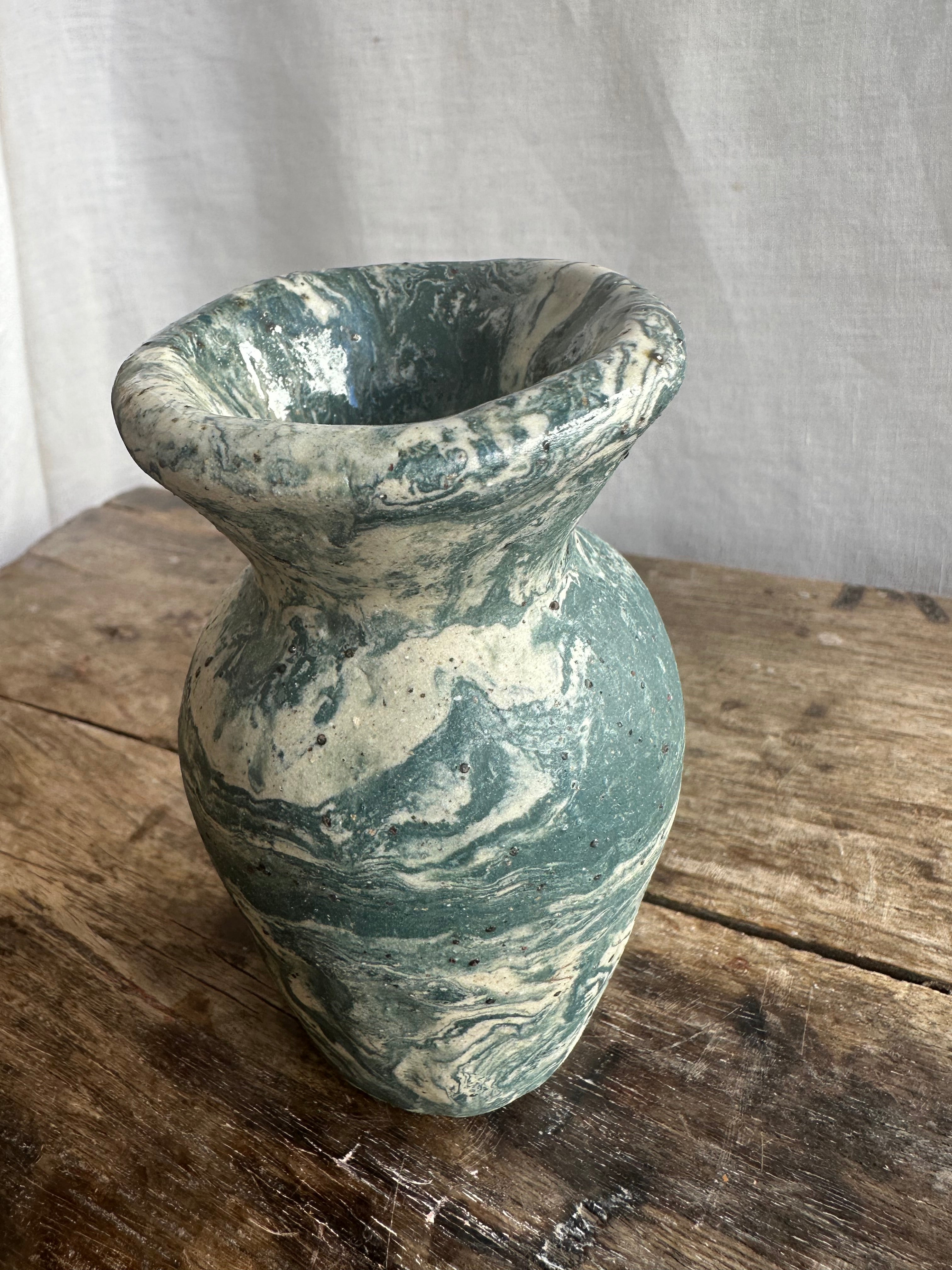 Marble Dark Blue Green Bud Vase